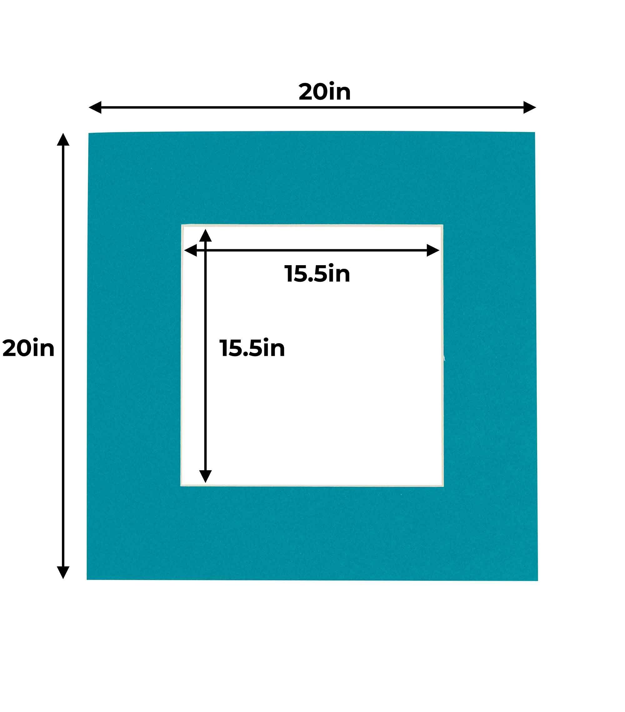 Poster Palooza 16x16 Mat for 20x20 Frame - Precut Mat Board Acid-Free Show Kit with Backing Board, and Clear Bags Teal Blue 16x16 Photo Matte Made to Fit a 20x20 Picture Frame Matboard for Framing, Pack of 1 Mat