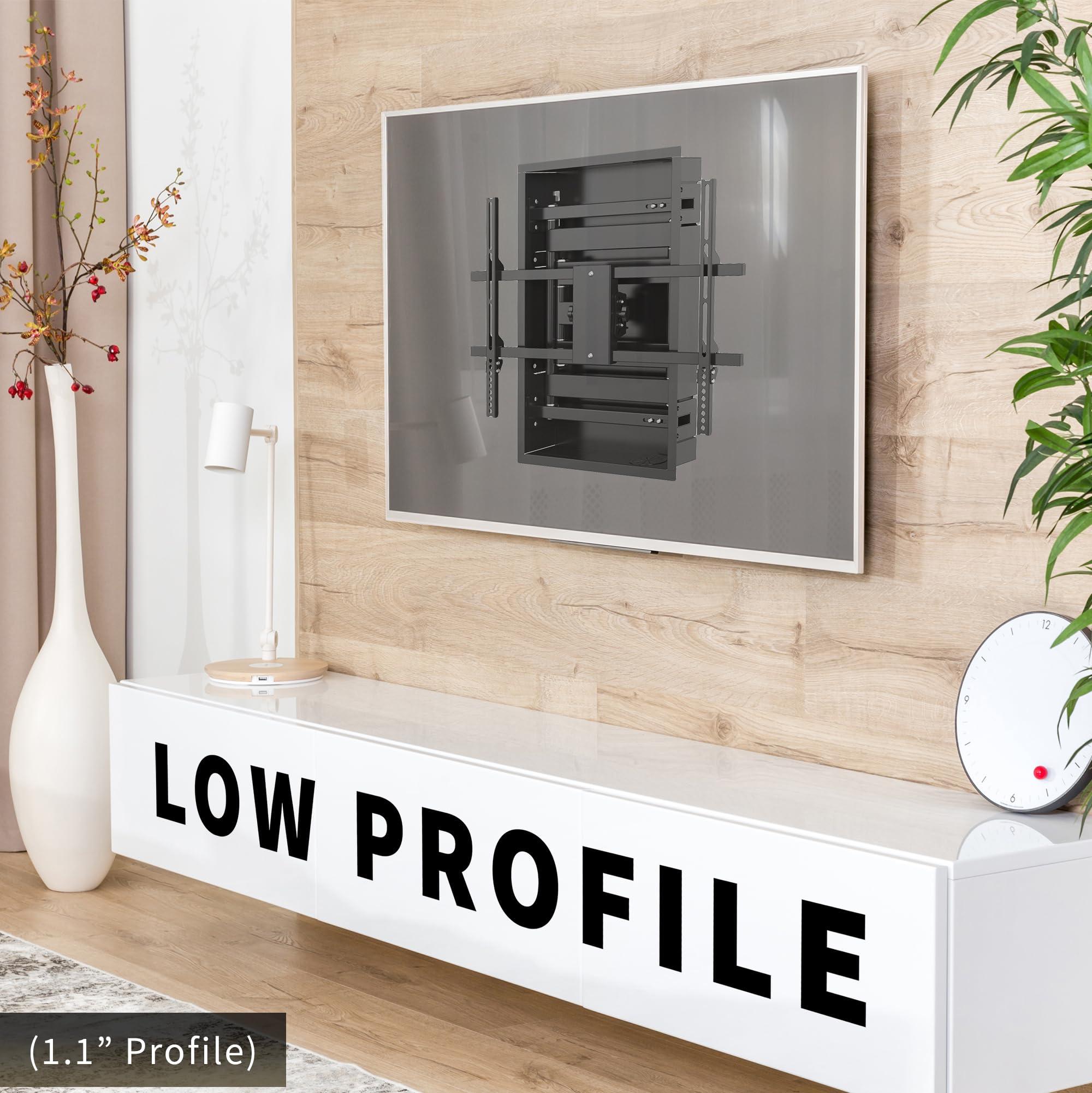 VIVO VIVO Recessed 50 to 75 inch LED LCD TV Wall Mount, Articulating Full Motion in-Wall TV Bracket for Flush Installation, Holds up to 110 lbs, Black, MOUNT-REC01