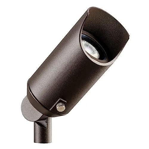 Kichler Kichler 6" Mini Outdoor Accent Light in Textured Architectural Bronze, 12V LED Adjustable Spotlight, (6" L x 2.5" H), 15384AZT,Brown