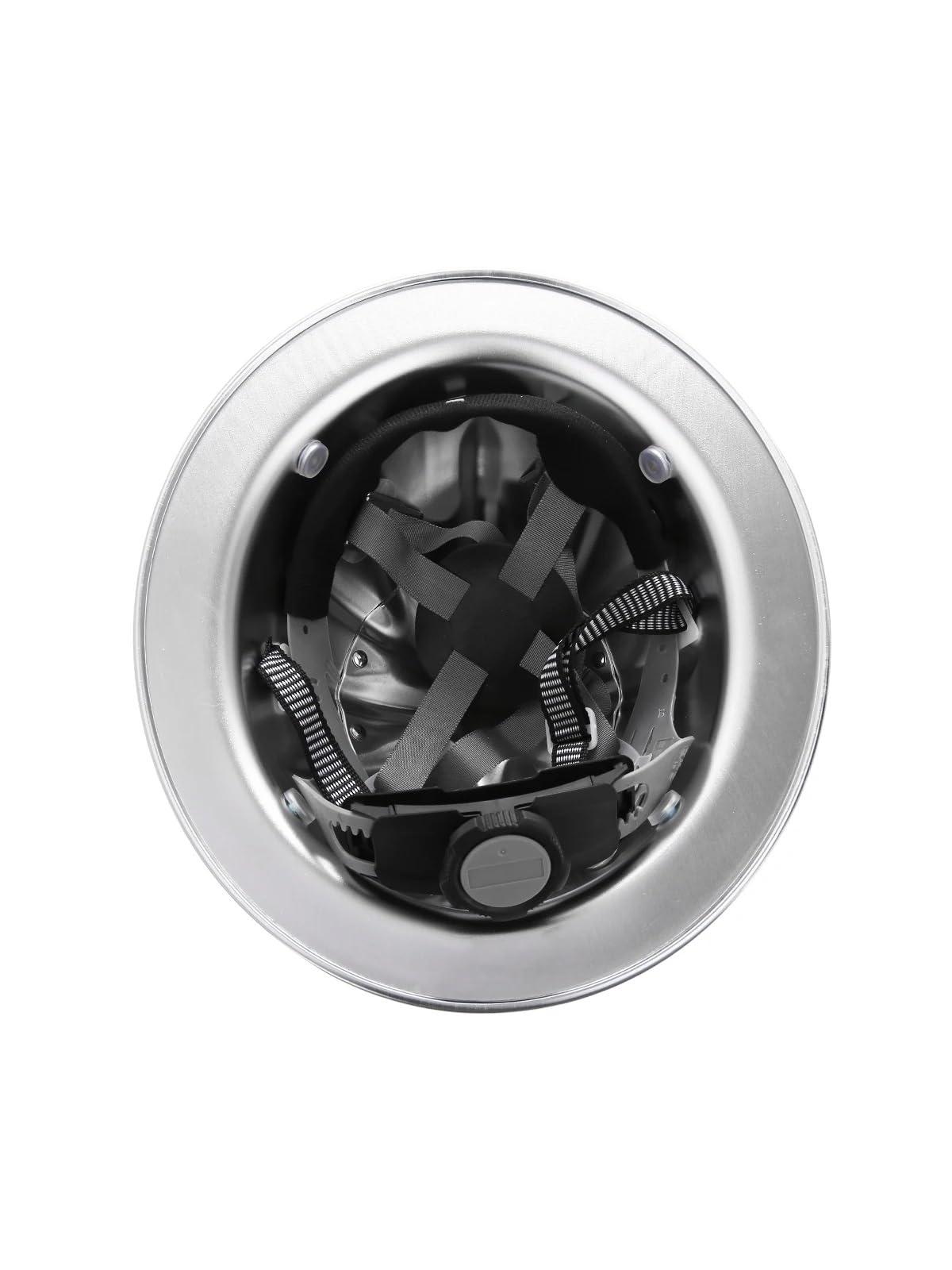 LUXUCURE Full Brim Hard Hats Aluminum Alloy Construction Safety Helmet,Rivet Reinforced Protective Equipment Work Cap for Engineering Miner\'s Forestry,Silver