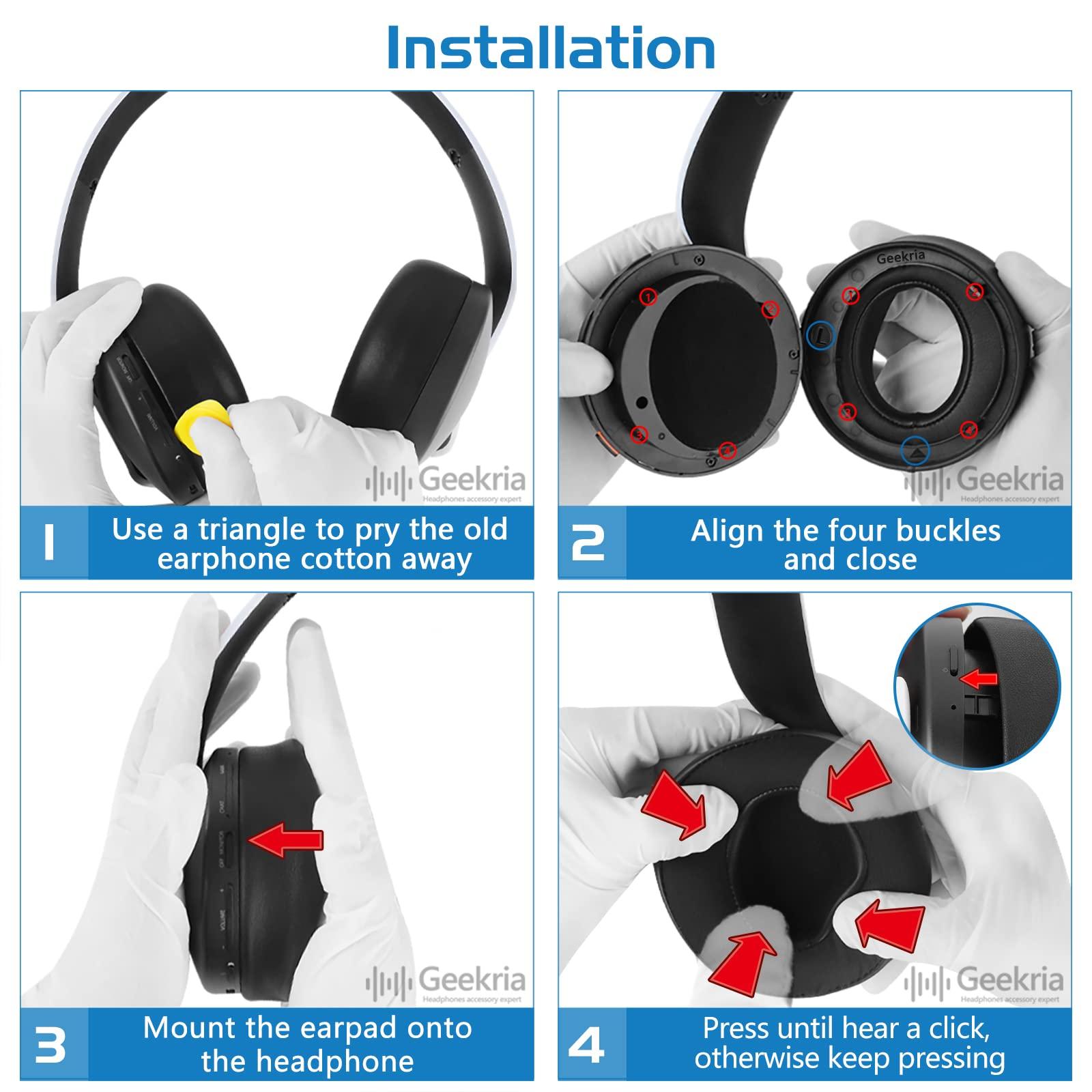 GEEKRIA Geekria Elite Sheepskin Replacement Ear Pads for Sony PlayStation 5 Pulse 3D PS5 Wireless Headphones Ear Cushions, Repair Parts (Black)