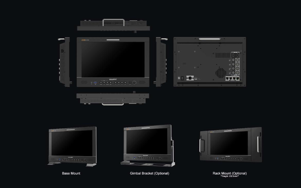 LILLIPUT LILLIPUT Q13-8K - 13.3" 8K 12G-SDI Production Monitor 12G-SDI, 12G-SFP, HDMI 2.0 with Quad View, 3D-LUT, HDR, Gammas, Remote Control, Audio Vector (Q13-8K-VBP with V Mount Plate)