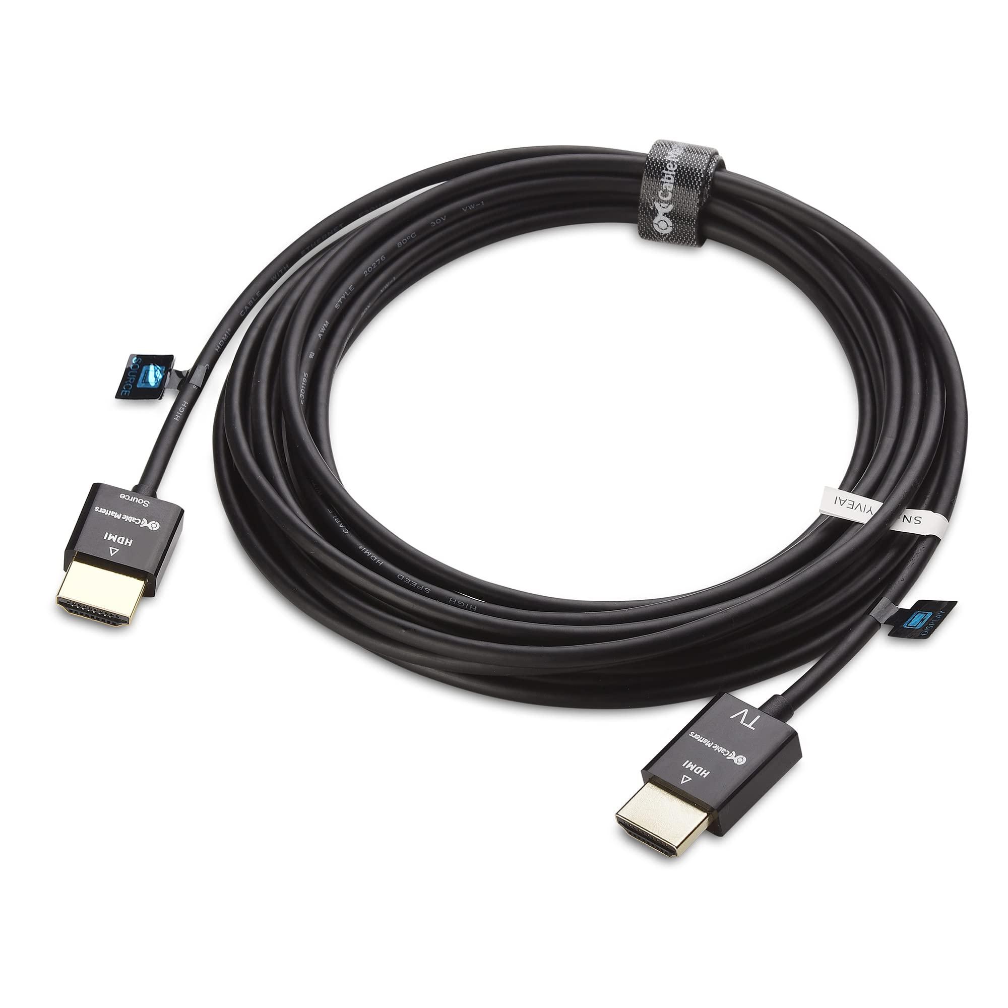 Cable Matters Cable Matters Unidirectional Active Ultra Thin HDMI Cable 15 ft with RedMere Technology (Ultra Slim HDMI Cable) 4K Rated with Ethernet