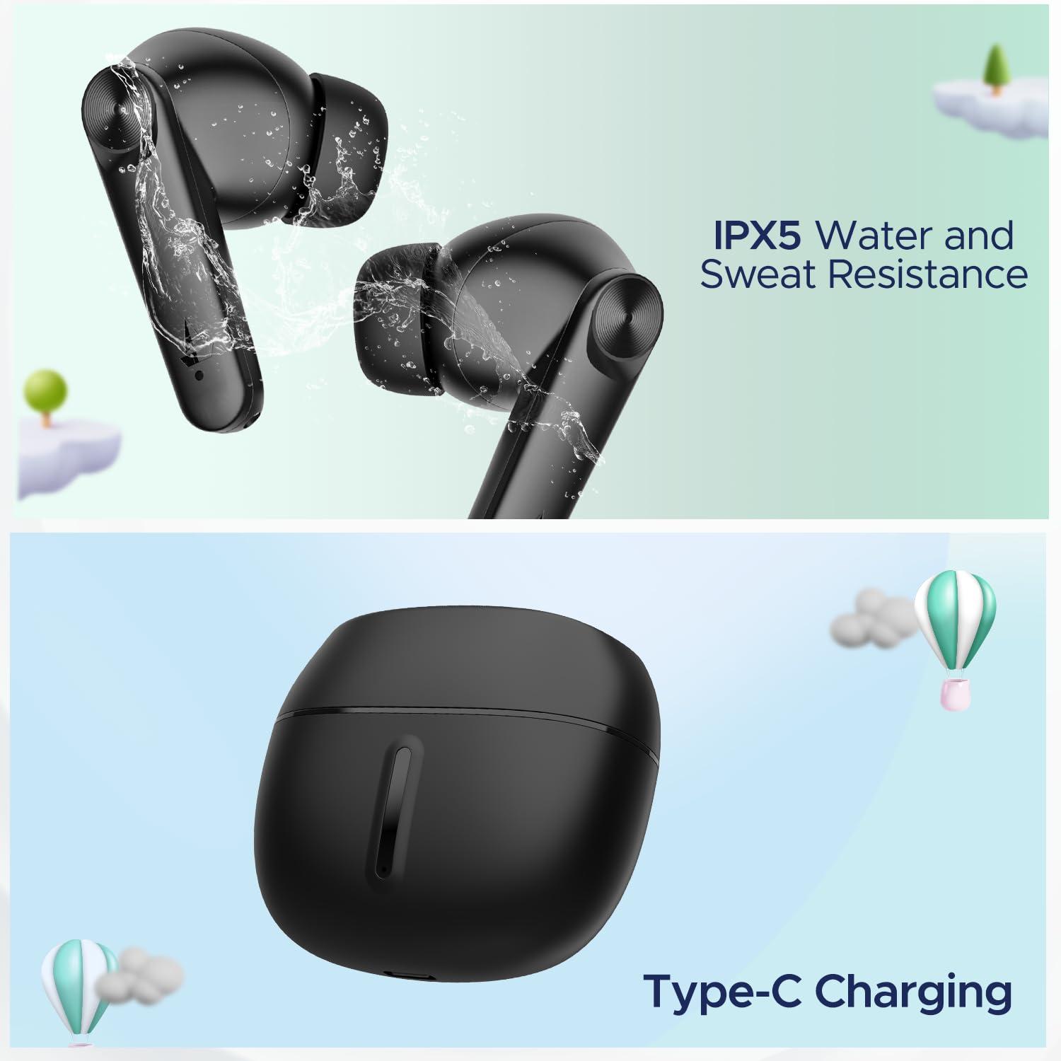 boAt boAt Airdopes Max TWS Earbuds with 100 HRS Playtime, Quad Mics with ENx Tech, Beast Mode(50ms Low Latency), ASAP Charge, Bluetooth v5.3 and IWP (Carbon Black)
