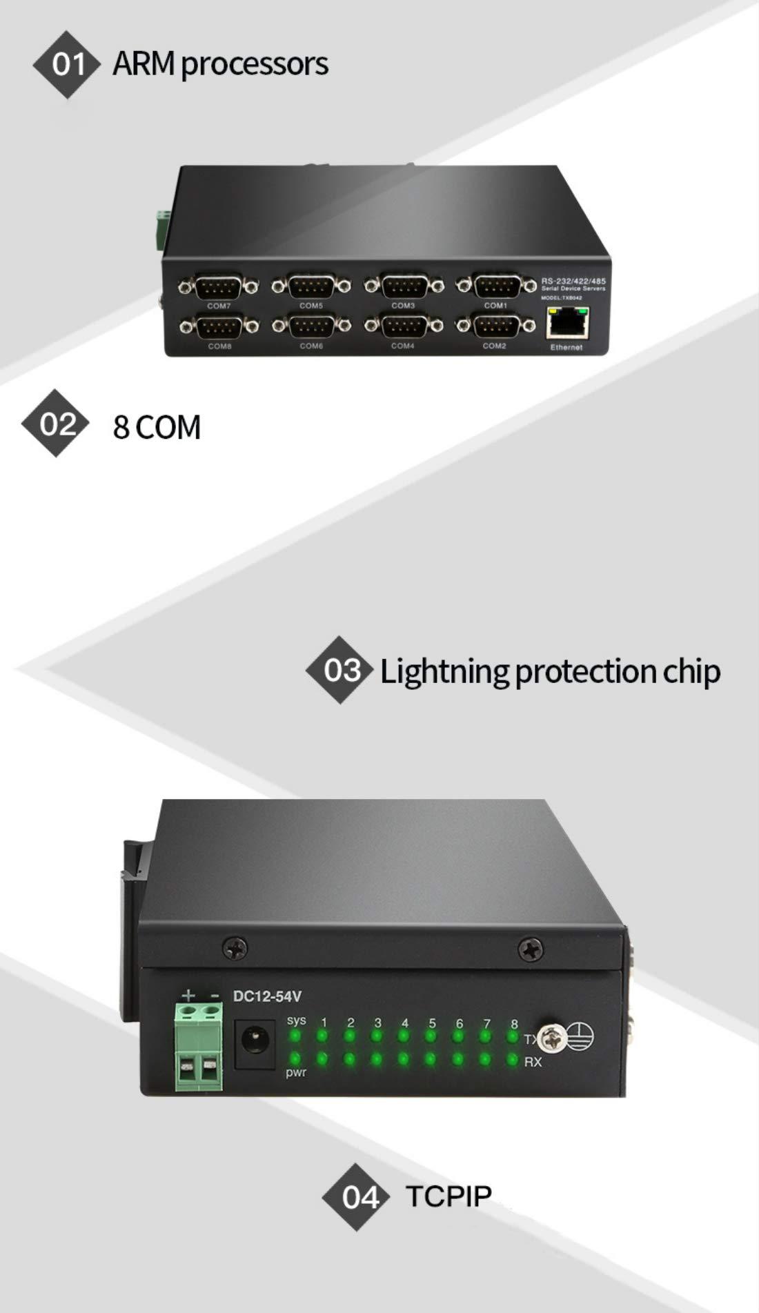 diewu diewu 8 Ports RS232 RS485 RS422 to Ethernet TCP/IP Converter Multiple Serial Device Server Switch Modbus Gateway