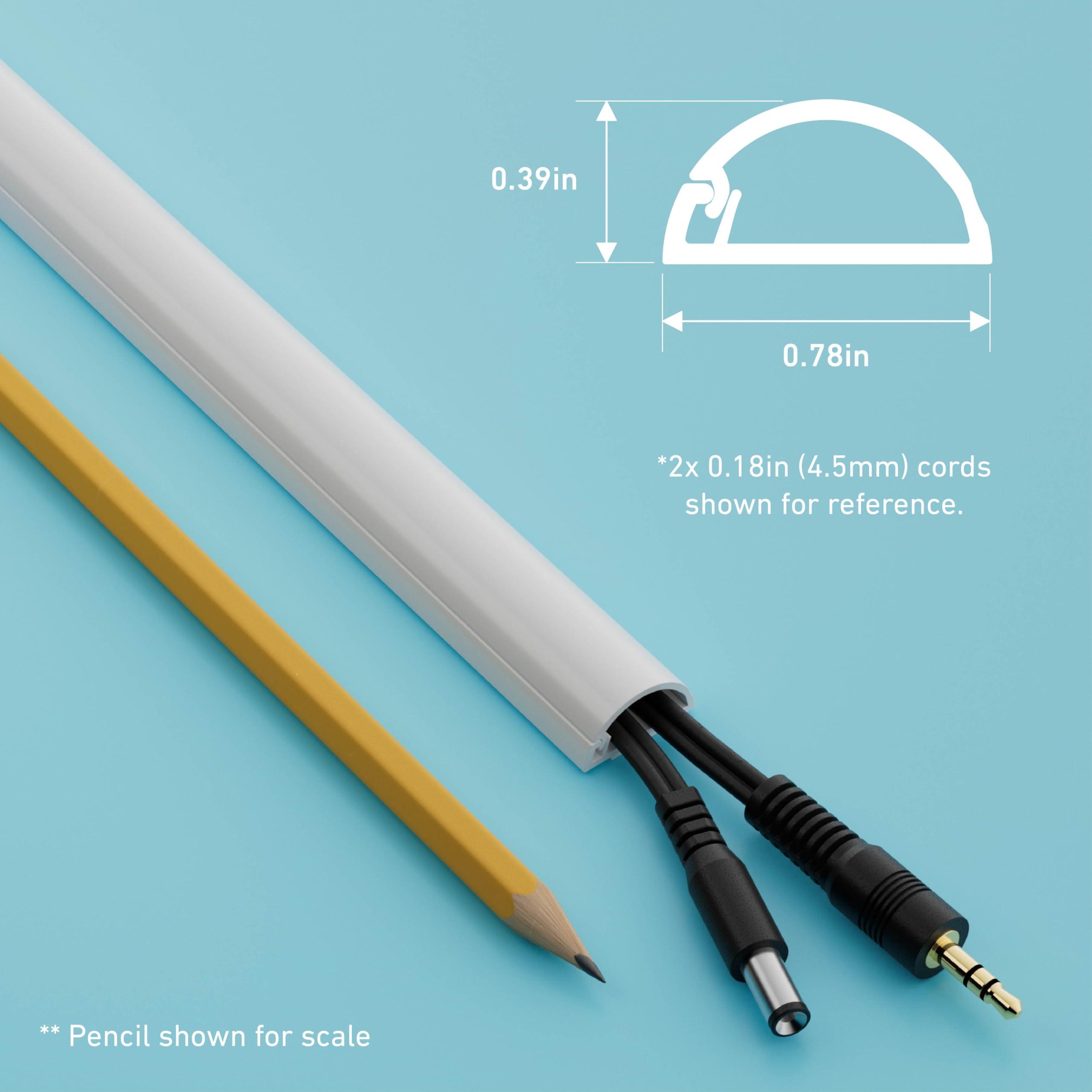 D-Line D-Line Half Round Cord Hider, Patented Cable Cover, Hide TV Wall Mount Wires, Raceway for Cords, Decorative Wire Covers, Paintable, Adhesive Cable Concealer, 2X 0.78in W x 0.39in H x 39in L, White