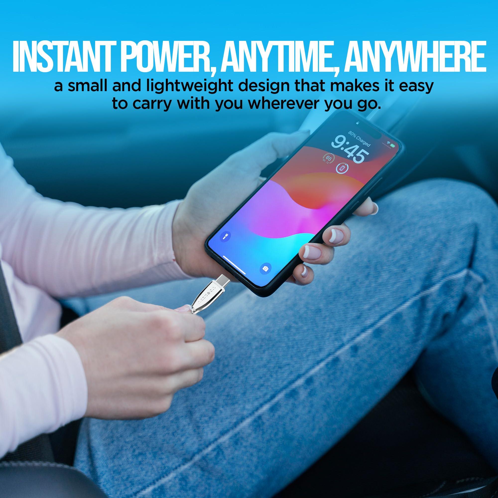 Naztech Naztech Titanium 6ft USB-C to USB-C Charger Cord - Durable, Braided Fast Charging Cable w/High-Speed Data Transfer & 60 W Power Delivery, Compatible with iPhone, Android, Tablets, & More - White