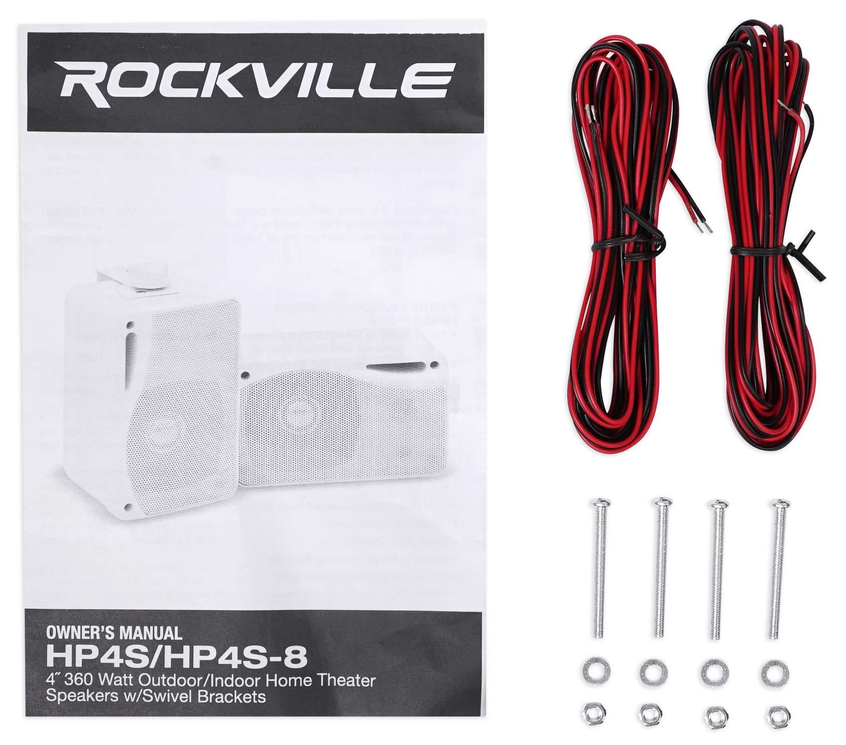 Rockville Rockville (8) HP4S-8 4\" Outdoor/Indoor Home Theater Speakers w/Swivel Brackets