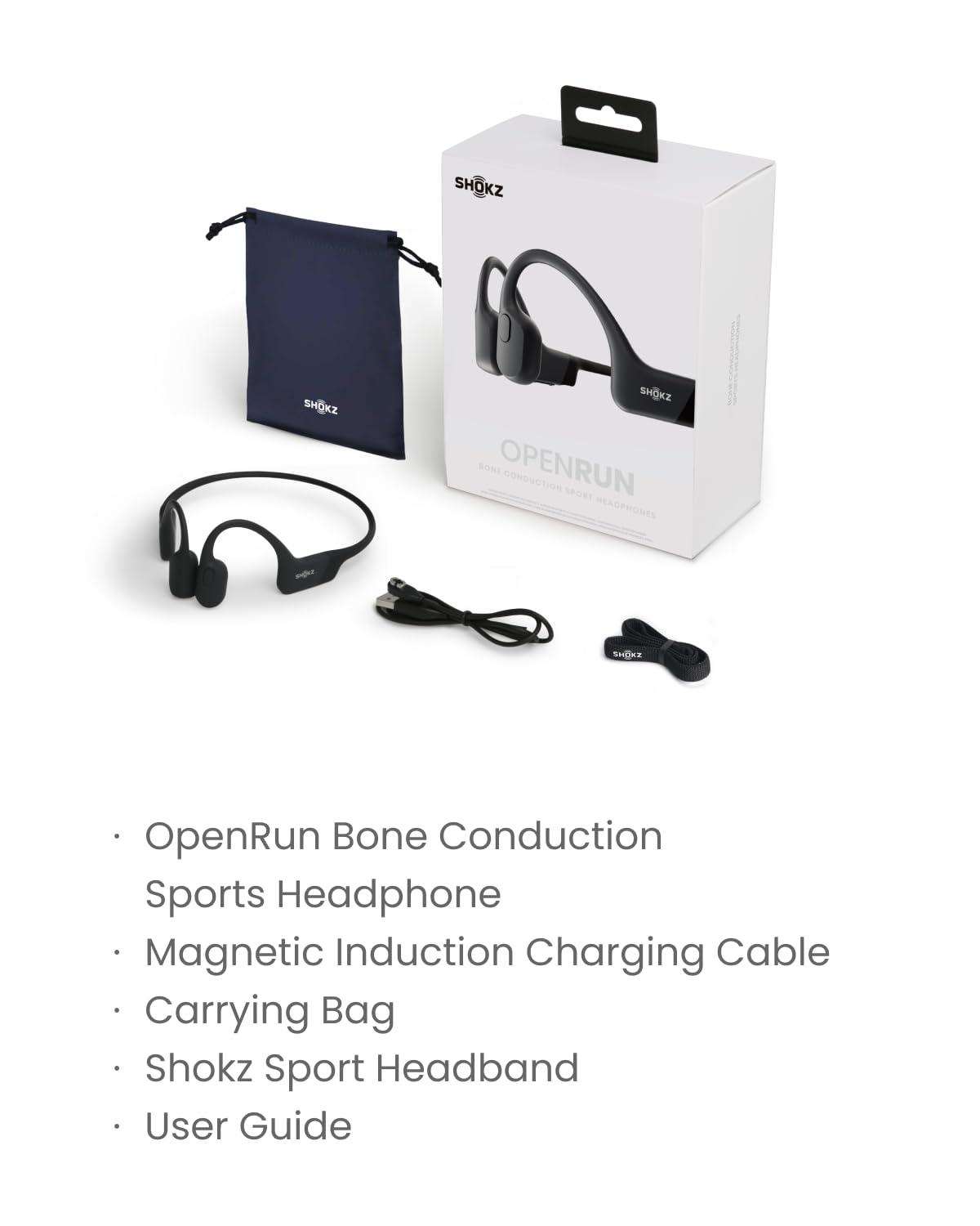 SHOKZ SHOKZ OpenRun (AfterShokz Aeropex) - Open-Ear Bluetooth Bone Conduction Sport Headphones - Sweat Resistant Wireless Earphones for Workouts and Running - Built-in Mic (Renewed)