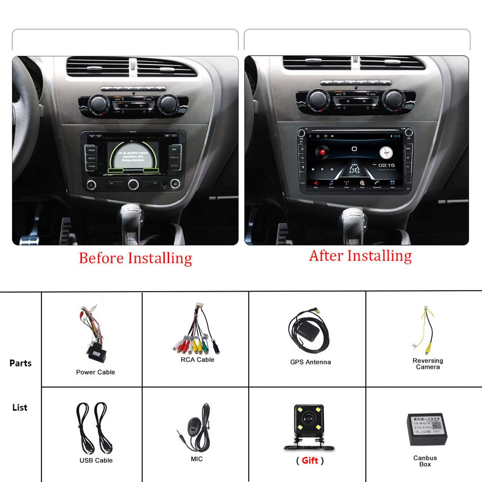 WDXSFR WDXSFR Android 9.0 Car Stereo MP5 Player Head Unit 8 Inch Touchscreen with Backup Camera Car Radio, for Seat Leon 2005-2012, Support GPS/SWC/Bluetooth/Mirror Link/USB/WiFi/DAB+,M150 2g+32g