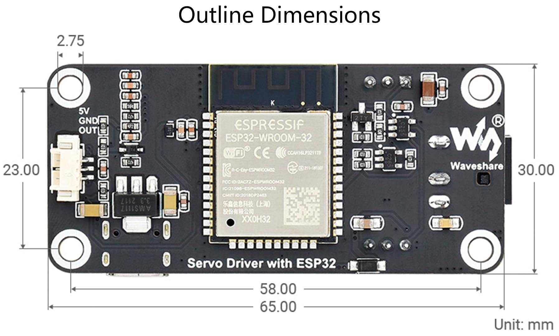 waveshare waveshare ESP32 Servo Driver Expansion Board, Built-in WiFi and Bluetooth 6~12V Voltage Input UART Serial Bus Control Allows Controlling up to 253 SC, ST Series Serial Bus Servos Simultaneously