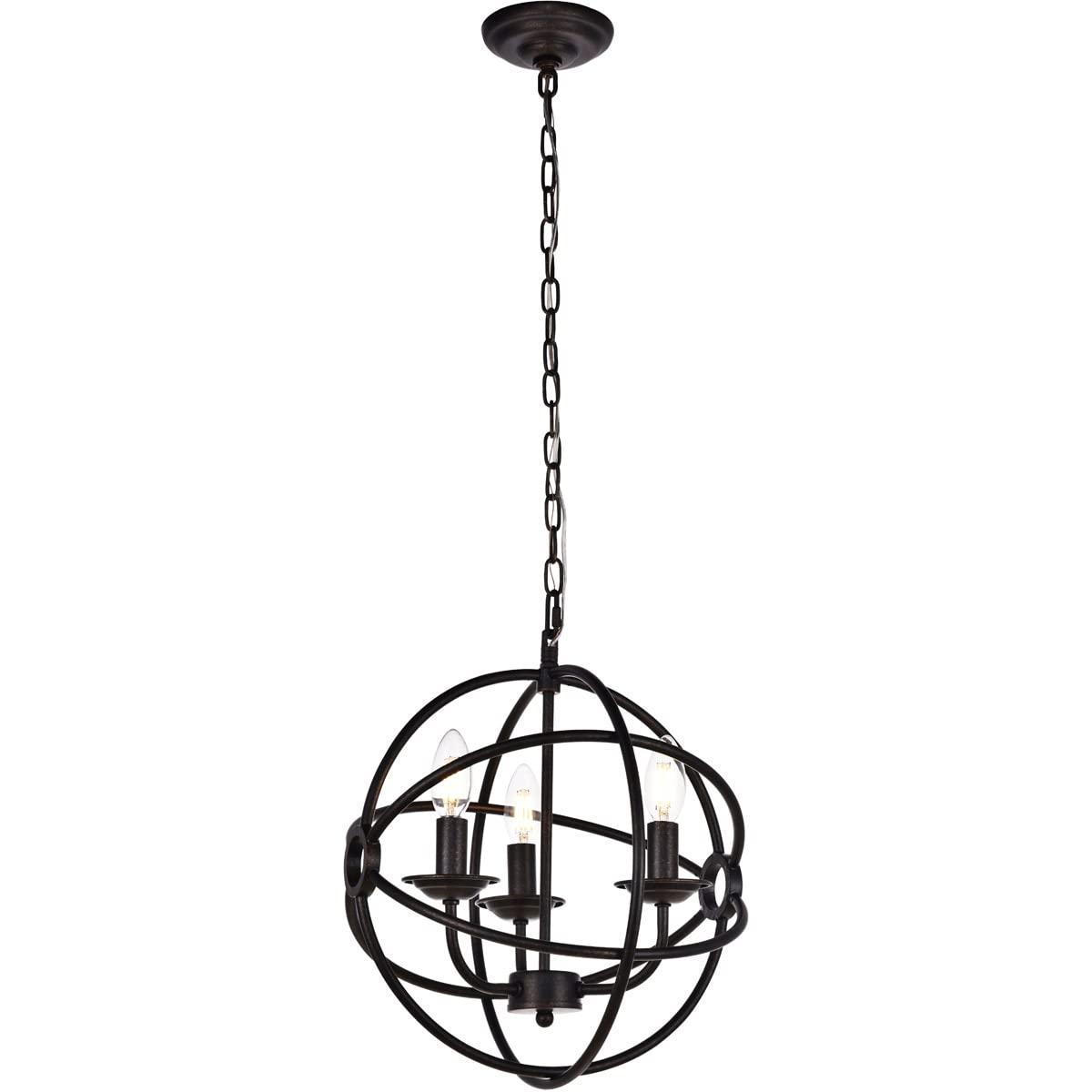 Elegant Lighting Elegant Lighting Octavia Collection 3 Light Pendant Lamp in Dark Brown Finish - 14\" D x 15\" H