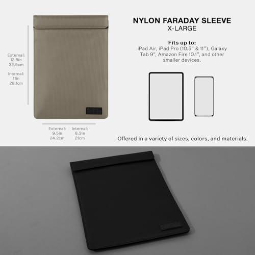 Silent Pocket SLNT Faraday Bag Tablet Sleeve with Silent Pocket - Weatherproof Nylon, Signal Blocking Device Shielding for iPad, Samsung Galaxy Tab, Most Tablets, Travel, Privacy (Light Grey, X-Large)