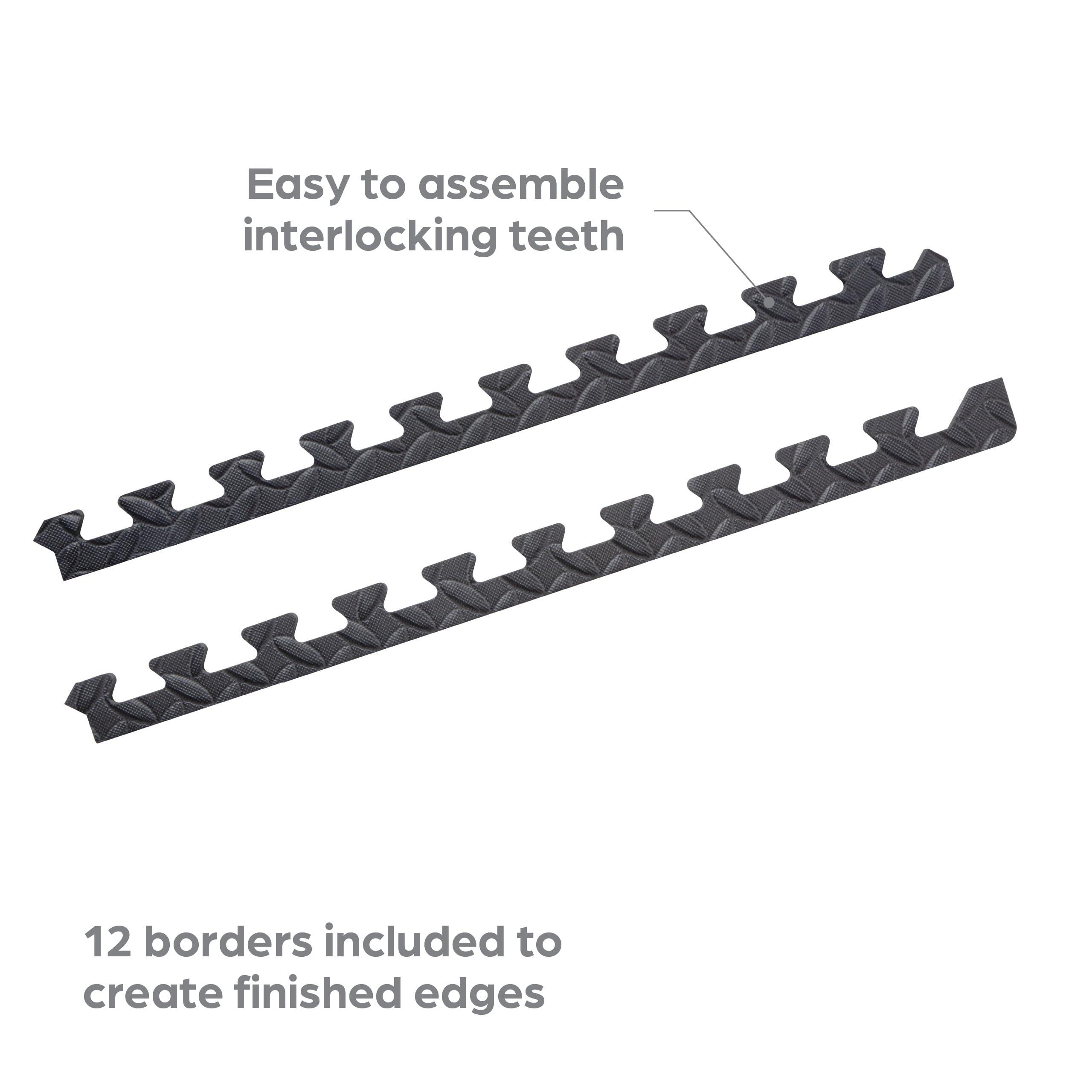 Norsk Norsk Foam Floor Gym Mats with Interlocking Tiles, 47\" Thick, 24\"x24\",6-Pack, 24 Square Feet, Diamond Plate Design, Grey