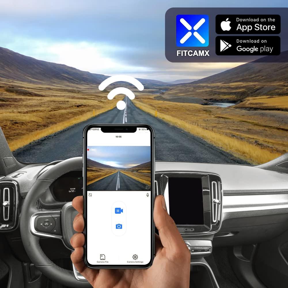 FITCAMX Fitcamx 2K Dual Dash Cam Suitable for Volvo XC40 & XC40 Recharge B4 B5 T4 T5 P8 (Model B), OEM Style, Front 1440P+Rear 1080P HD Video, Loop Recording, WiFi & APP, G-Sensor, Easy to Use, 64GB Card