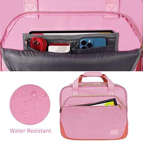 MATEIN MATEIN Rolling Briefcase for Women, Large Rolling Laptop Bag with Wheels Fits 17 Inch Notebook Gifts for Office Women, Water Resistance Teacher Work Computer Travel Carry on Nurse Bags on Wheel, Pink