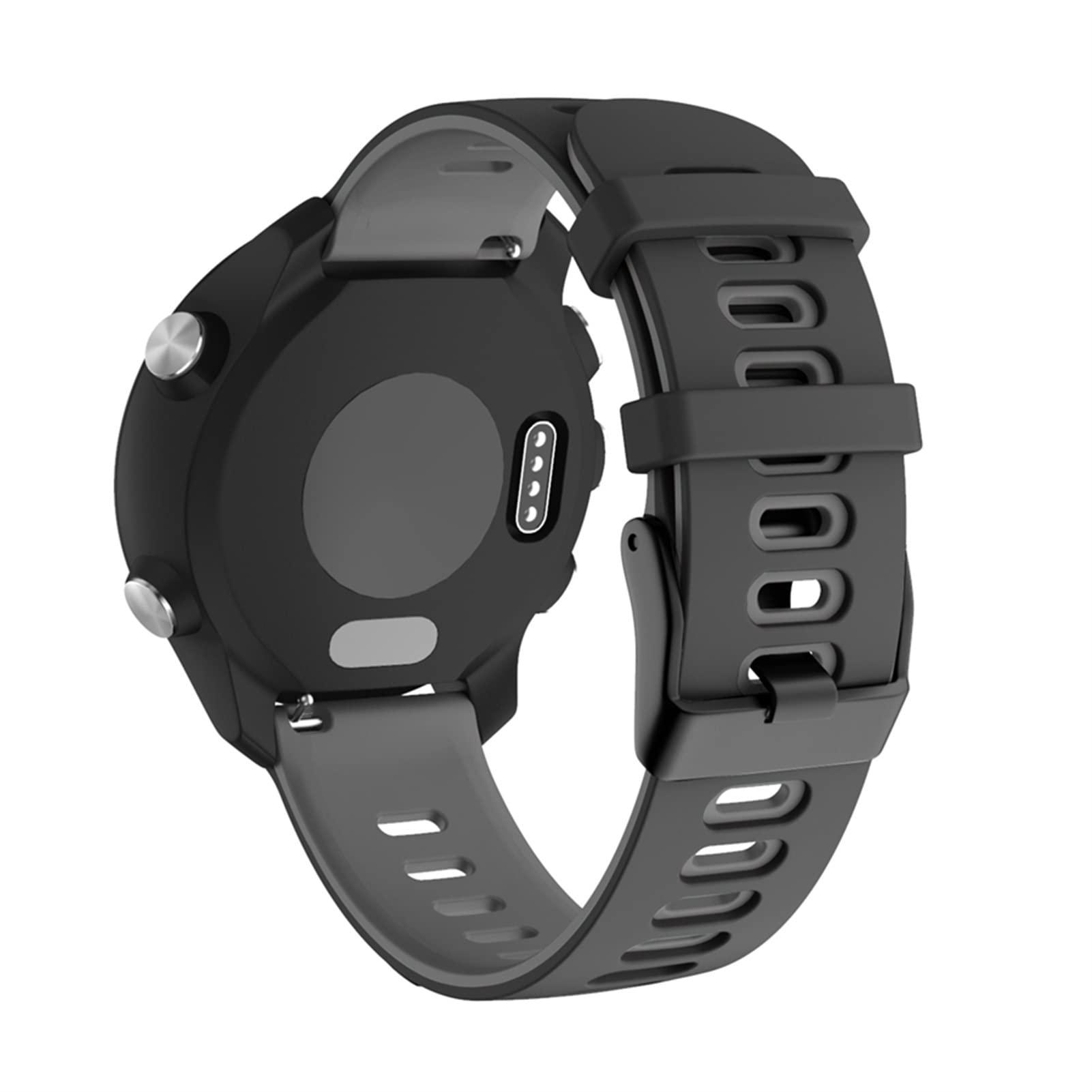 TPUOTI TPUOTI Silicone Watchband for Garmin Forerunner 245 245M 645 Watch Strap Wristband for Garmin Vivoactive 3 Watchband (Color : Black Gray, Size : Forerunner 245 245M)