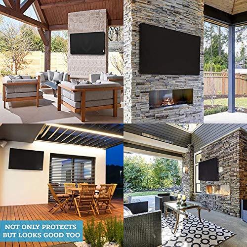 LKXHarleya LKXHarleya Outdoor TV Cover, Wall-Mounted TV Screen Dust Cover Black Heavy Duty Waterproof Oxford TV Protector Fit for 55-58 Inch