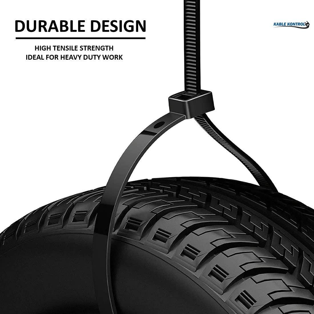 KABLE KONTROL Kable Kontrol Cable Zip Ties Black 1,000 Pcs 40 Inch, 250 Lbs Tensile Strength, Bulk Pack, Self-locking UV Resistant Plastic Nylon Wire Ties, for Indoor or Outdoor Use