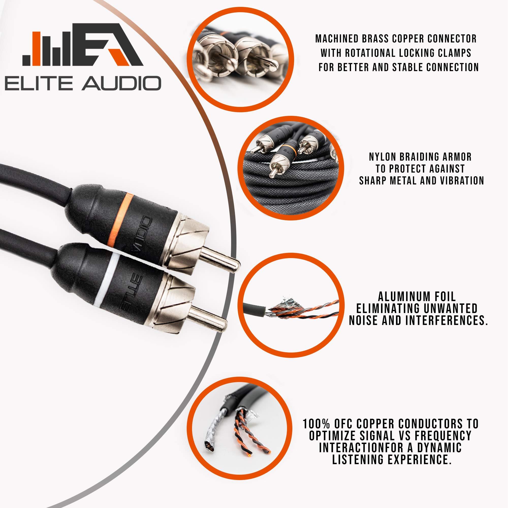 Elite Audio Elite Audio, EA-PRMK2 + EA-PRM15, Amplifier Wiring Kit and 2-Channel RCA Combo, 2000 Watts Max Power, 4GA Cables, Dual RCA Sets, ANL Fuse and Holder