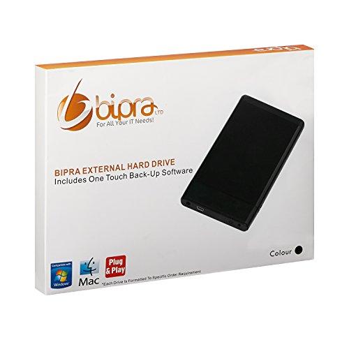BIPRA 500Gb 500 Gb External USB 2.5 Pocket Size Hard Drive Includes One Touch Back Up Software - Black