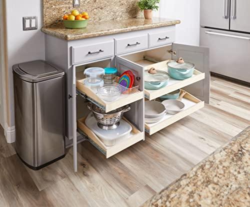 Slide-A-Shelf Slide-A-Shelf Made-to-Fit Slide-Out Shelf: Oak Wood Front with Full Extension Rail