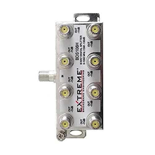cableTVamps EXTREME 8 WAY BALANCED HD DIGITAL 1GHz HIGH PERFORMANCE HORIZONTAL COAX CABLE SPLITTER - BDS108H