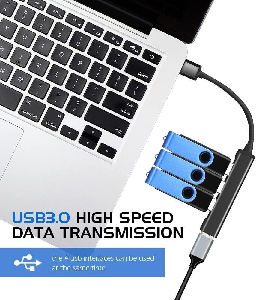 THE PERFECT PART The Perfect Part USB Hub - USB C Hub Multiport Adapter, 4 Port USB C Splitter for Laptop, PC, Phone, iPad Pro, iPad & MacBook Pro, Mini Portable 3.0 & 2.0 USB Extender Hub, Type C Charging Hub (BLACK)