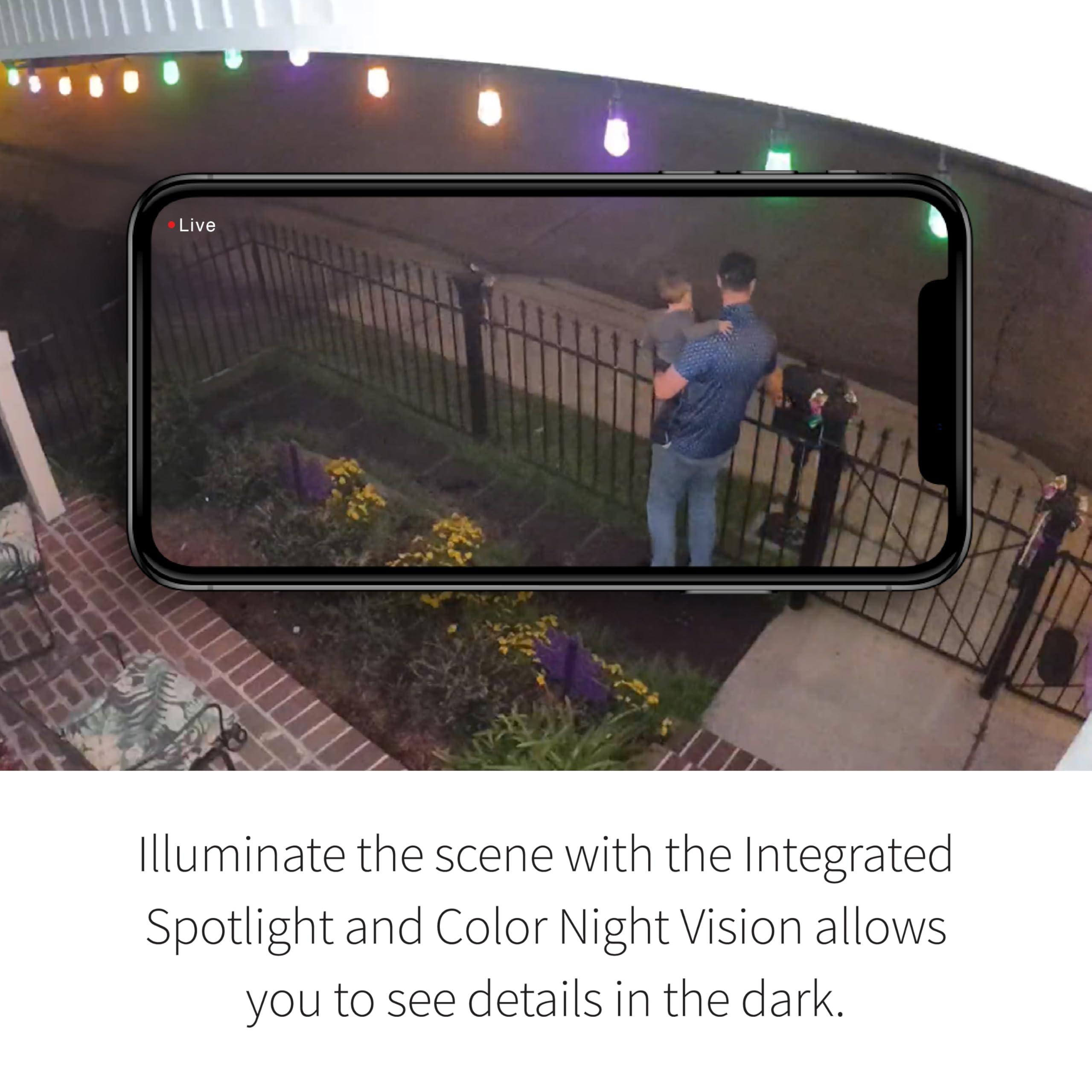 Arlo Arlo Essential Security Camera 1080p HD | Outdoor - Indoor | 2nd Gen | Wireless with Spotlight, 2-Way Audio, Color Night Vision, Live Stream, Real Time Notifications, Wide Angle - White, 3 Cameras