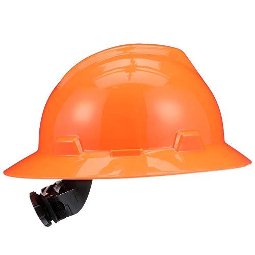 MSA MSA 10021292 V-Gard Full-Brim Hard Hat With Fas-Trac III Ratchet Suspension | Polyethylene Shell, Superior Impact Protection, Self Adjusting Crown Straps - Standard Size in Hi-Viz Orange