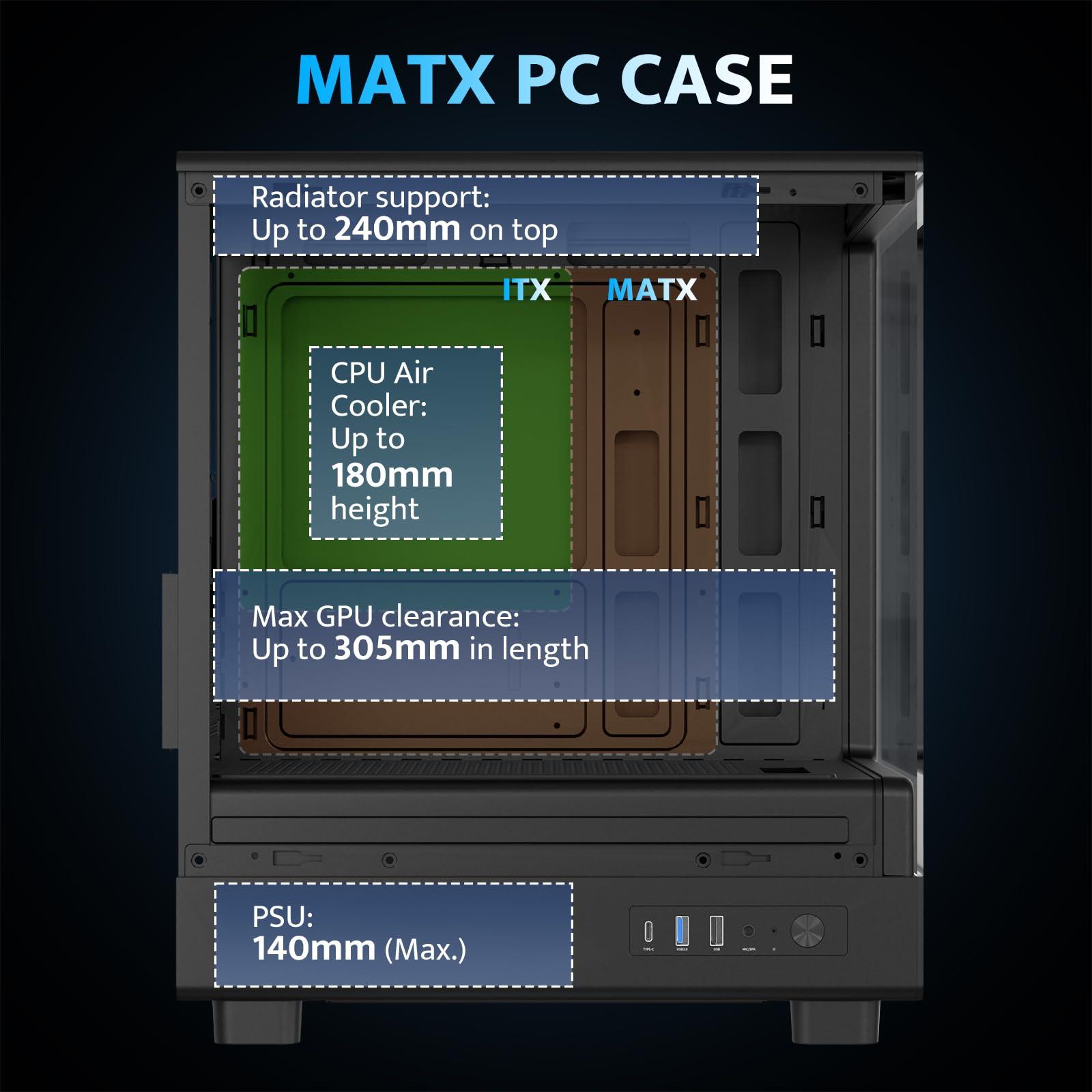 darkFlash darkFlash Micro ATX PC Case, Pre-Install 3 PWM ARGB Fans Computer Case, Full View Dual Tempered Glass MATX Gaming PC Case, Type C Port, Supports up to 240mm AIO(DB330M) (Black)