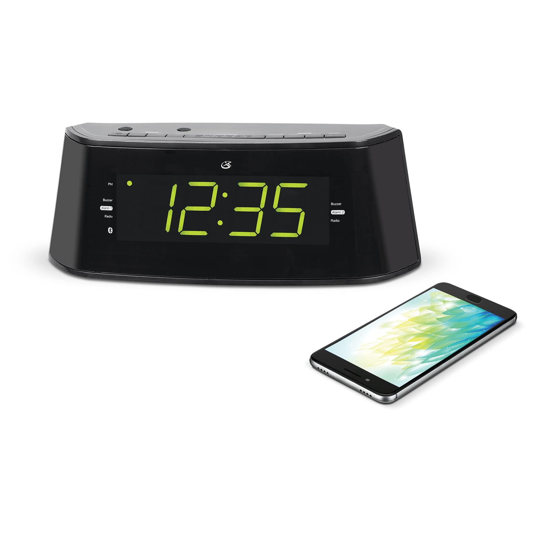 GPX GPX Large Display Voice-Activated Dual Alarm Clock Radio with Bluetooth, FM Radio, Black (CB360B)