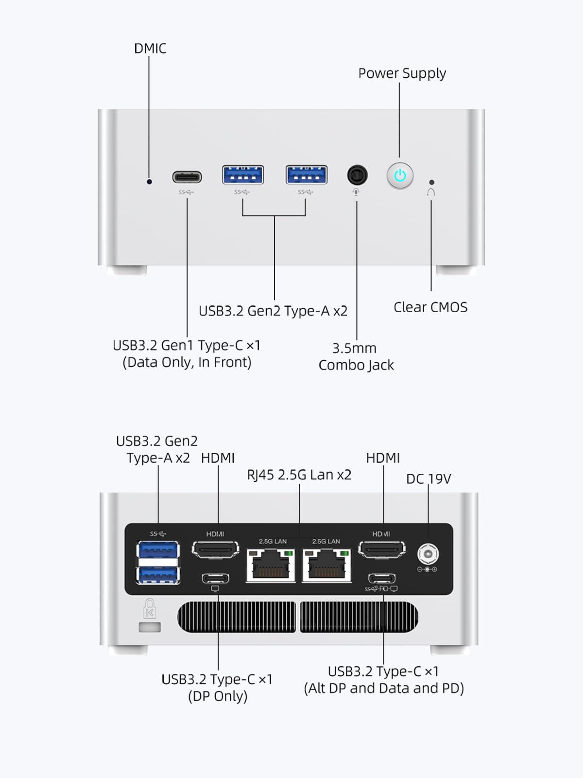 MINISFORUM MINISFORUM NAB9 Intel Core i9-12900HK(14C/20T, up to 5.0GHz) Mini PC 32GB RAM 1TB SSD, 2x HDMI | 2x USB-C Four 4K@60Hz Video Outputs Small, 2x2.5G RJ45, 4x USB3.2 Intel Iris Xe Graphics Micro Computer