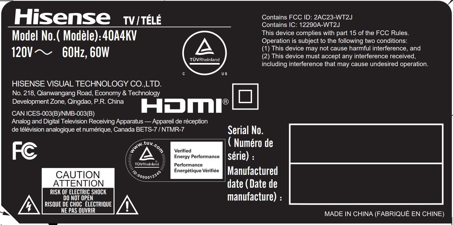 Hisense HISENSE 40" Class A4 Series LED Full HD Smart Vidaa TV 40A4KV