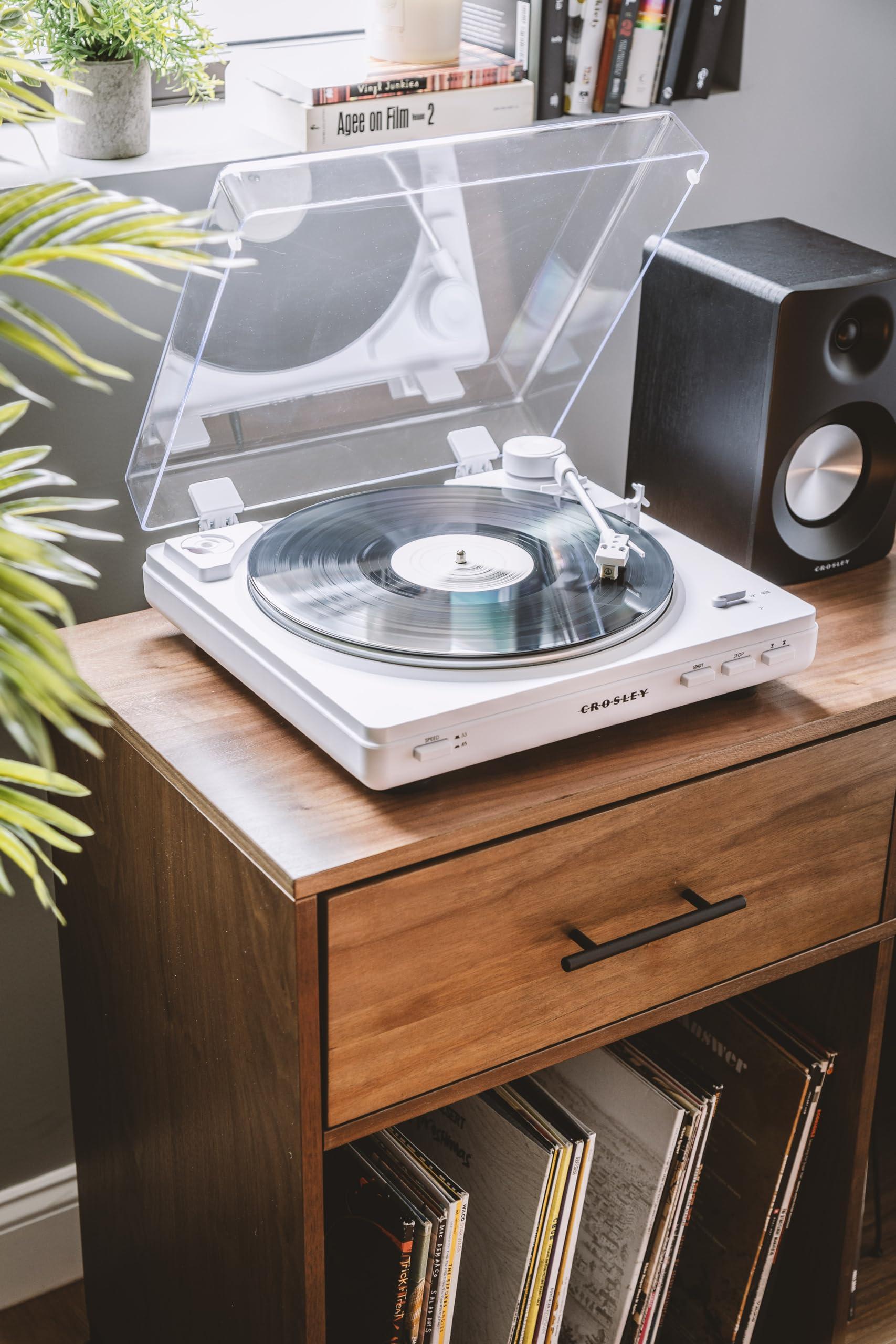 Crosley Crosley T400D-WH Fully Automatic Bluetooth 2-Speed Turntable Record Player with S100A Stereo Speakers, White