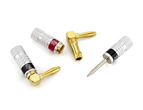 Sewell Sewell Silverback Right Angle Banana Plugs, 12 Pairs Quick Connect Gold Plated Speaker Plugs 90 Degree