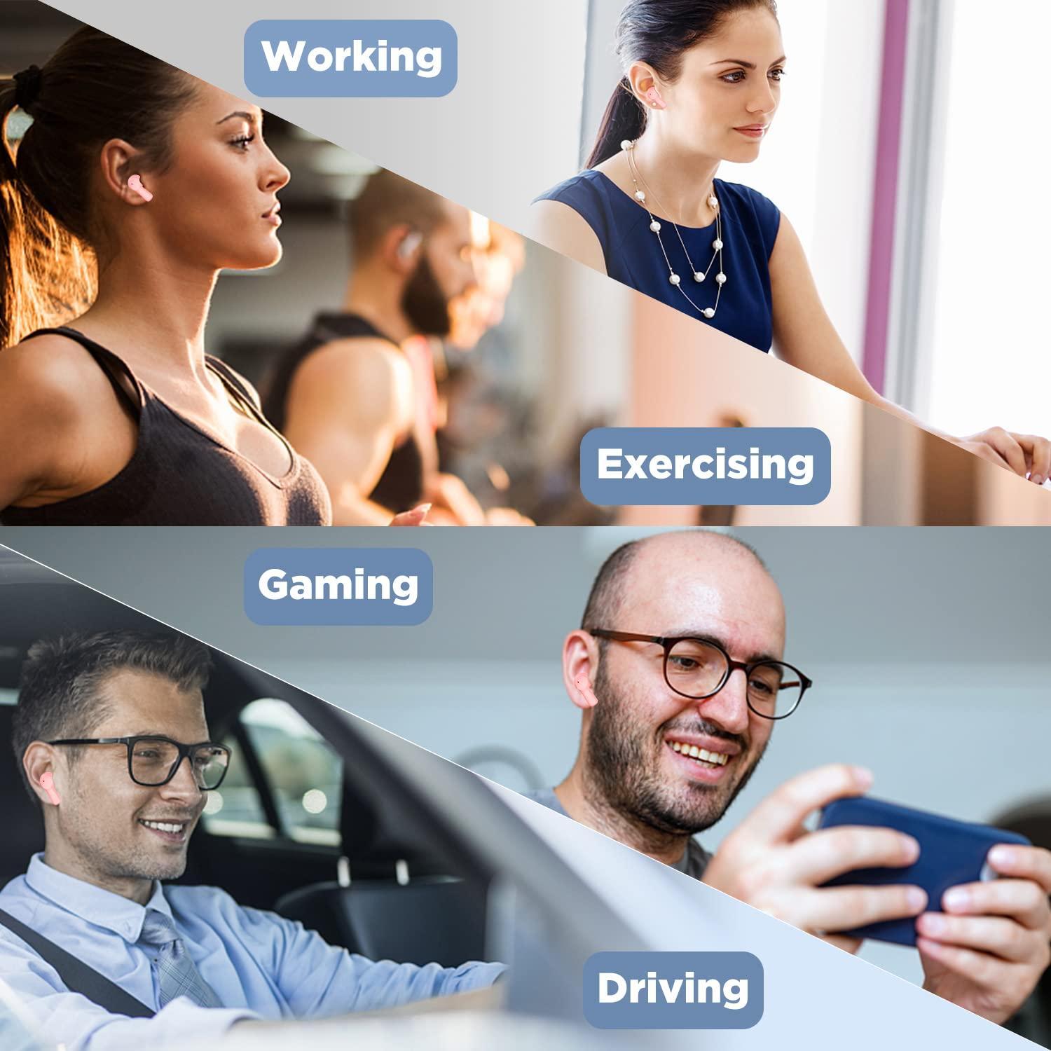 HTC HTC True Wireless Earbuds 1 Bluetooth 5.3 Earphones, in-Ear Headphone ENC Noise Cancellation with Transparent Charging Case, 32-Hour Playtime/Built-in Mic/Touch Control -Crystal Pink