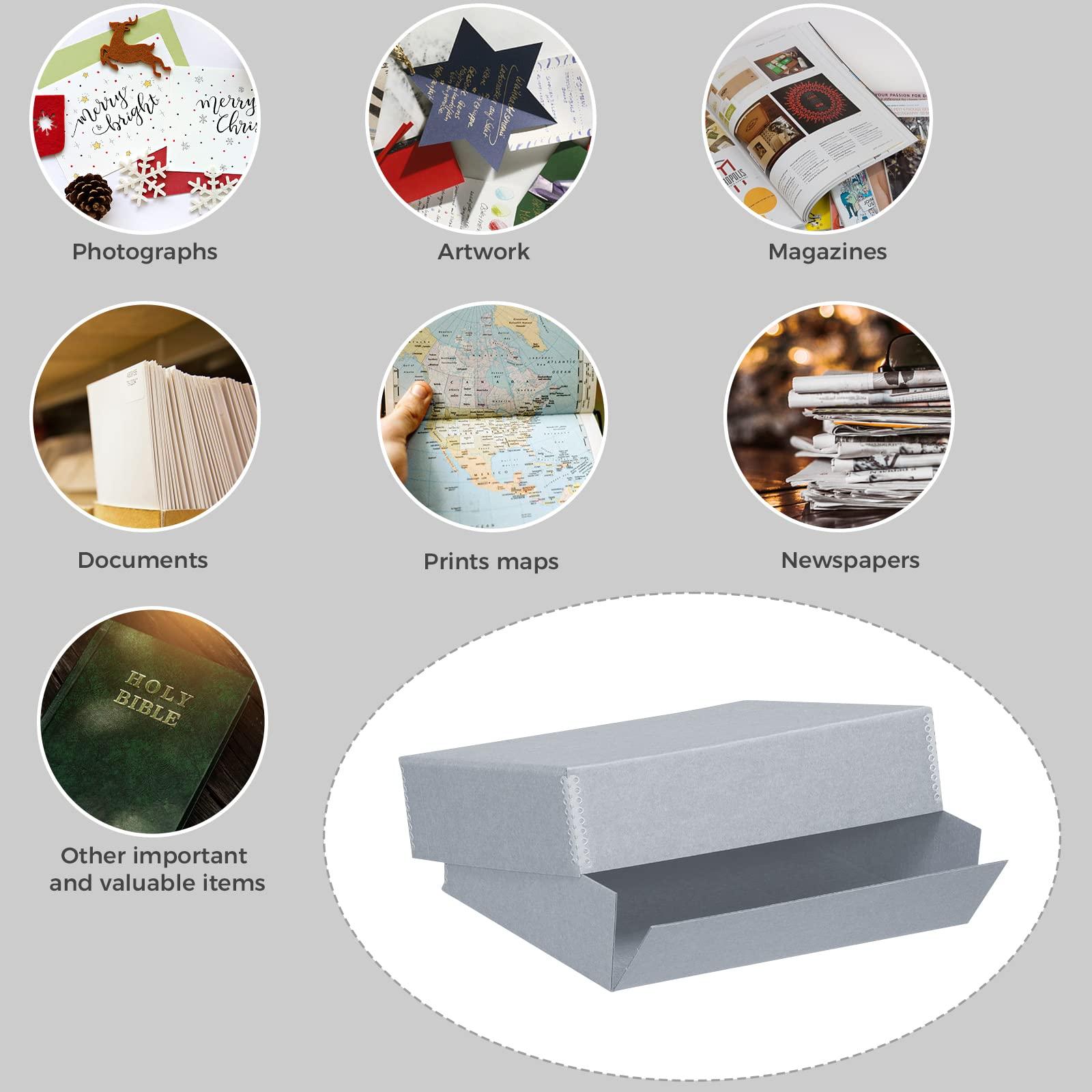 Lineco Lineco, Archival Storage Box, Museum Preservation Organizer with Drop Front Design, Acid-Free with Metal Edge, Preserves Picture Longevity, Photos, Documents, Crafts, DIY, 11x14