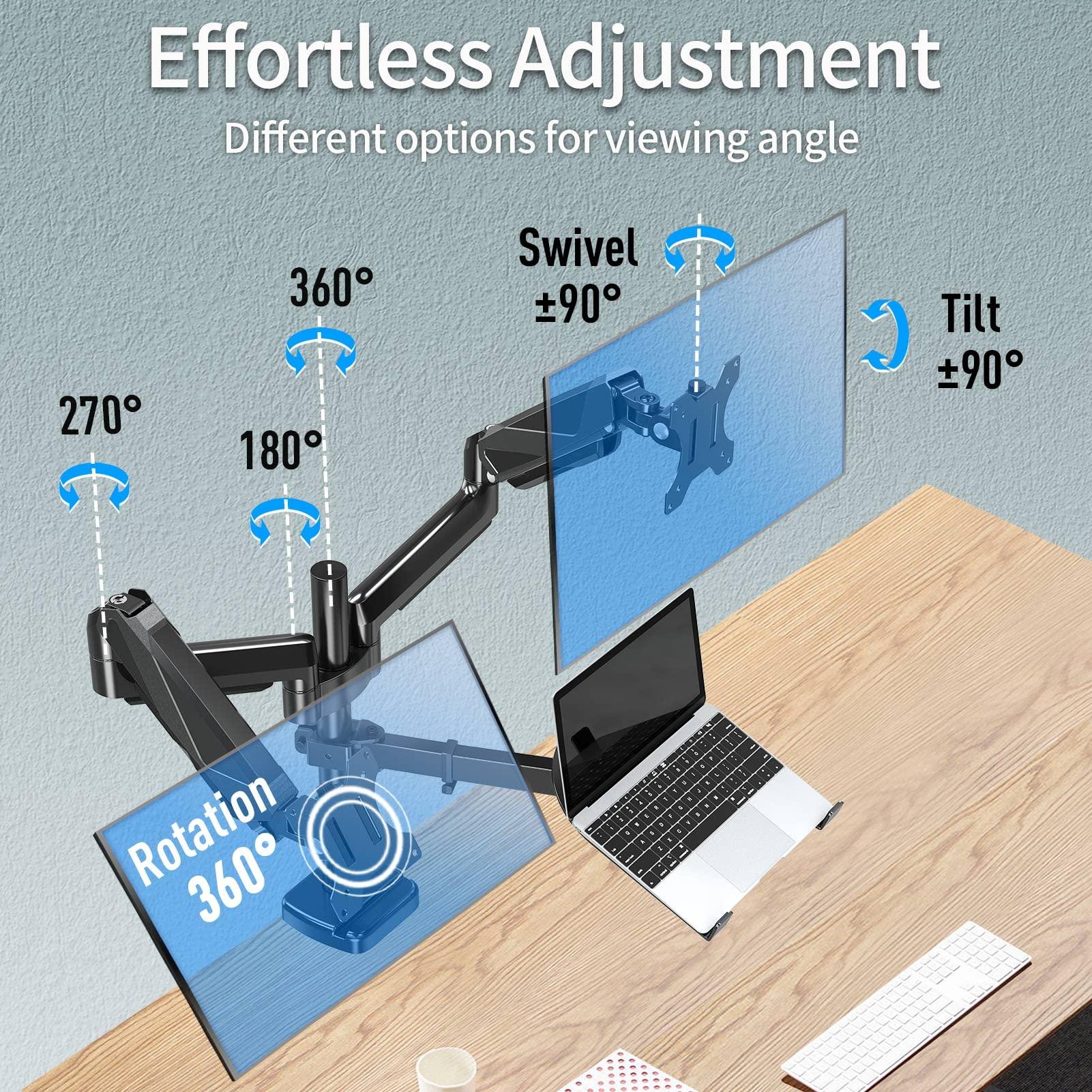MOUNTUP MOUNTUP Dual Monitor Wall Mount Bundle with Dual Monitor and Laptop Desk Mount for VESA Bracket 75x75mm/100x100mm
