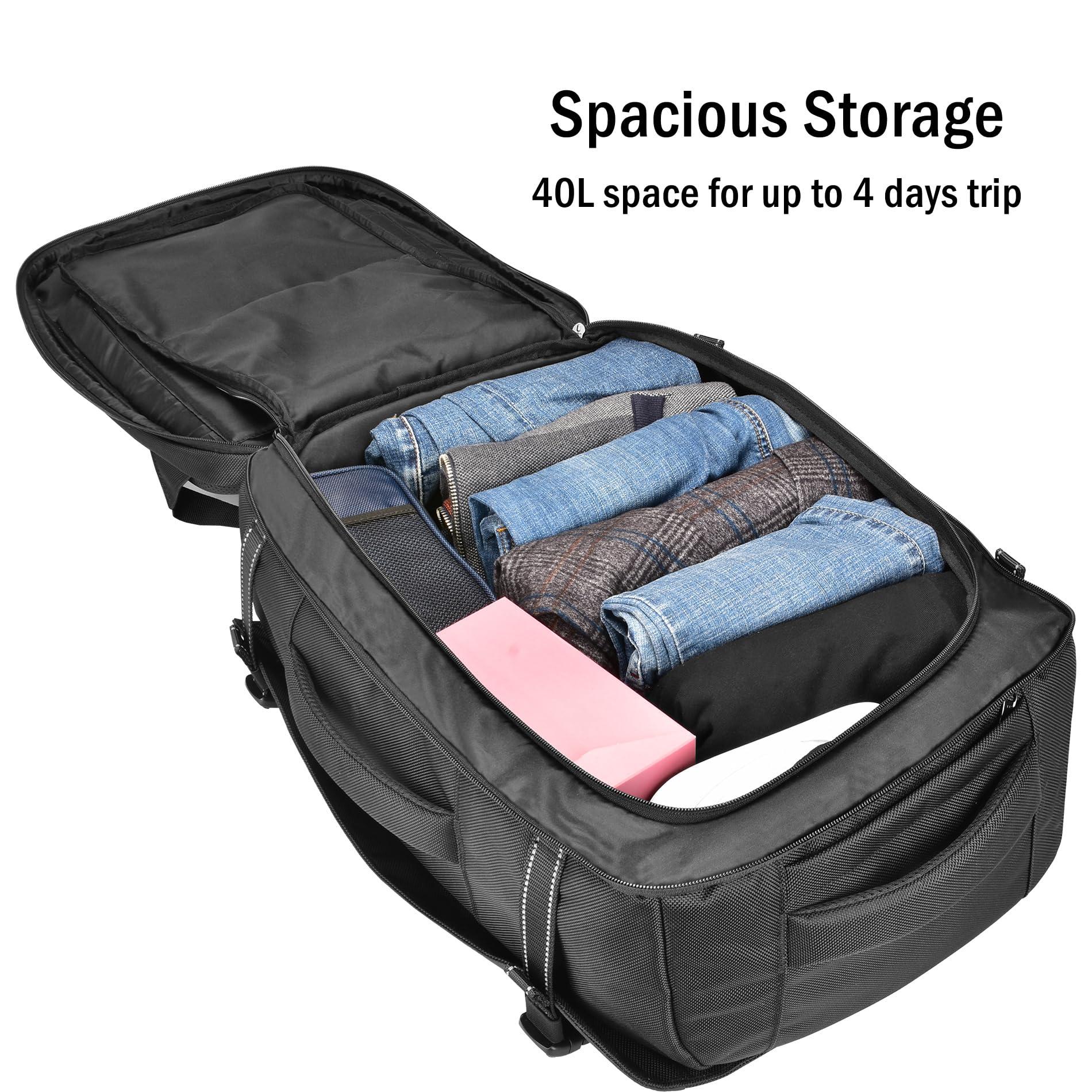 HIGH FIT HIGH FIT Travel Backpack 40L, TSA Friendly Airline Flight Approved Carry On Laptop Backpacks Lightweight Business Knapsack,Large Capacity Rucksack,Weekender Bag Daypack,Fits 17.3 Inch Laptop