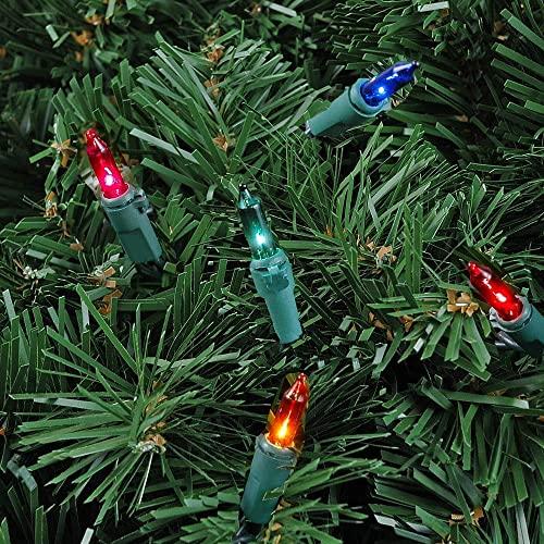 Novelty Lights Novelty Lights 50 Light Multi Christmas Mini String Light Set, Green Wire, Indoor/Outdoor UL Listed, 11' Long