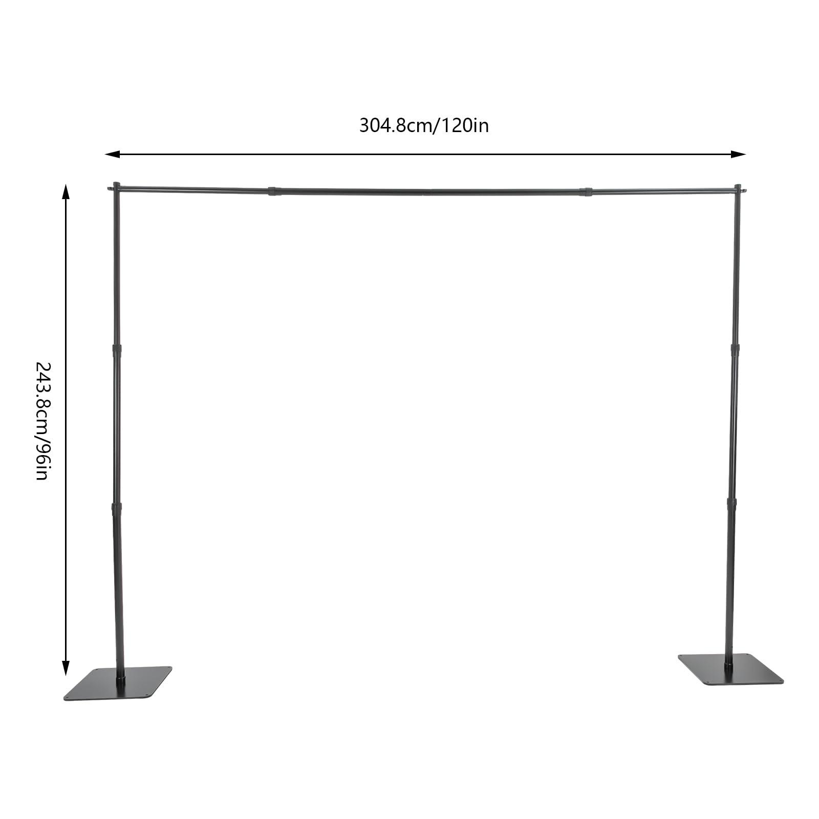 YIYIBYUS YIYIBYUS Backdrop Stand,8x10 ft Adjustable Pipe and Drape Backdrop Stand Kit, Heavy Duty Backdrop Frame with Metal Base for Wedding Party Birthday Photoshoot Decoration Black