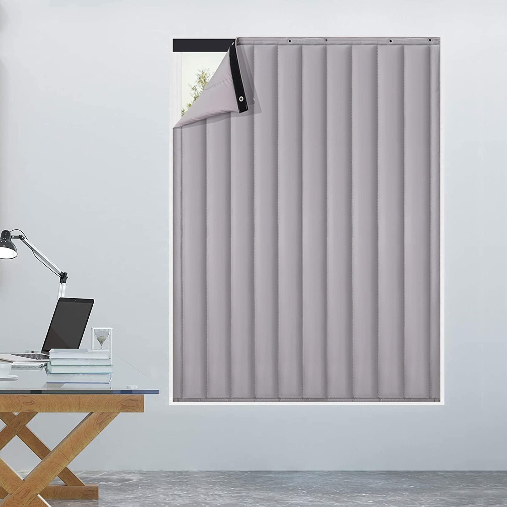 horv JJPSQHRV Soundproof Blanket Home Thermal Insulated PU Curtain Heavy Duty Blackout Window Treatment Room Divider Windproof Waterproof Doorway Covering for Living Room Garage Storm Door Patio Kitchen