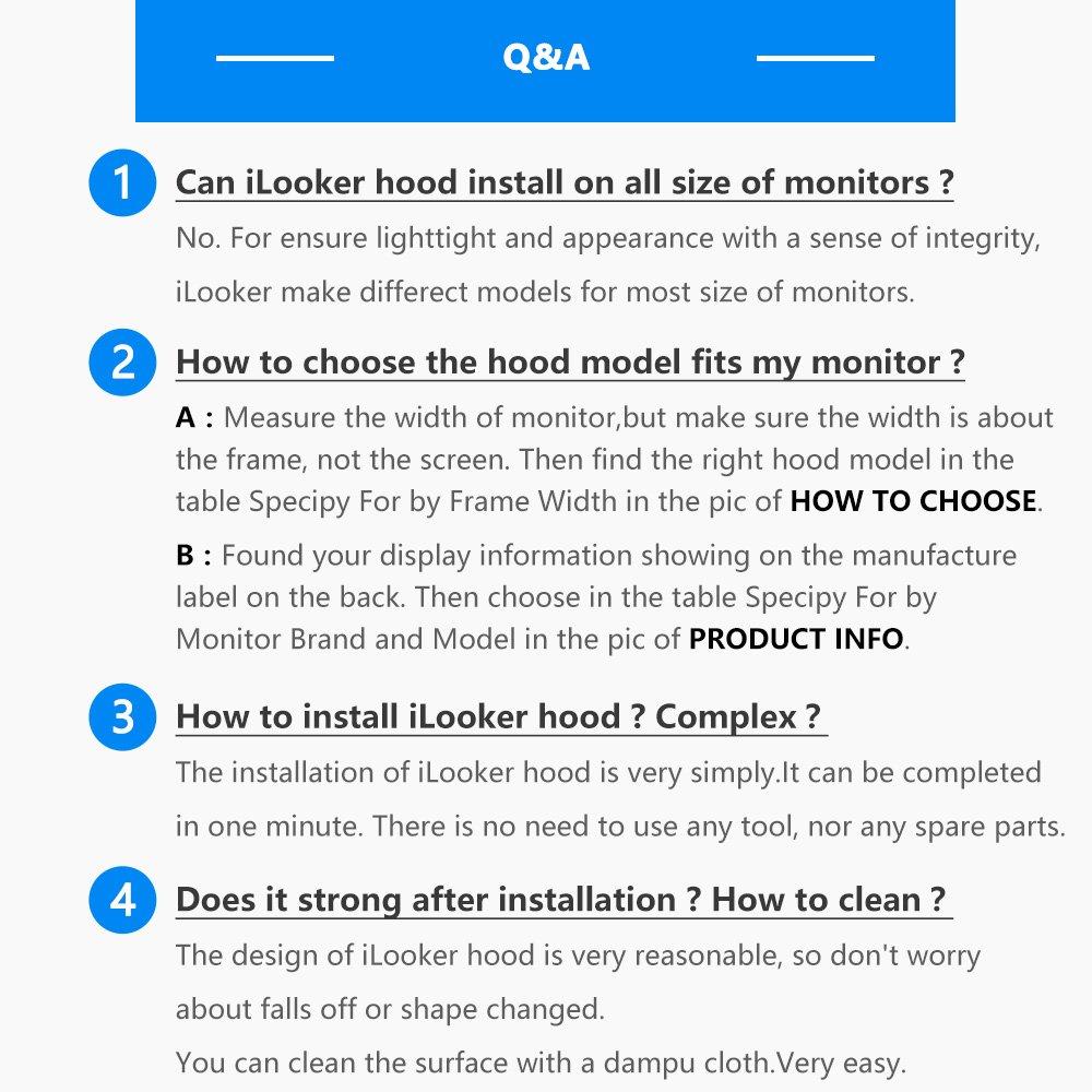 iLooker iLooker-27S 27 inch Ultr-Slim Frame LCD LED Video Monitor Hood Sunshade Sunhood for Dell HP Viewsonic Philips Samsung LG EIZO NEC ASUS ACER BENQ AOC Lenovo, Fits Monitor Frame Width 610-630mm