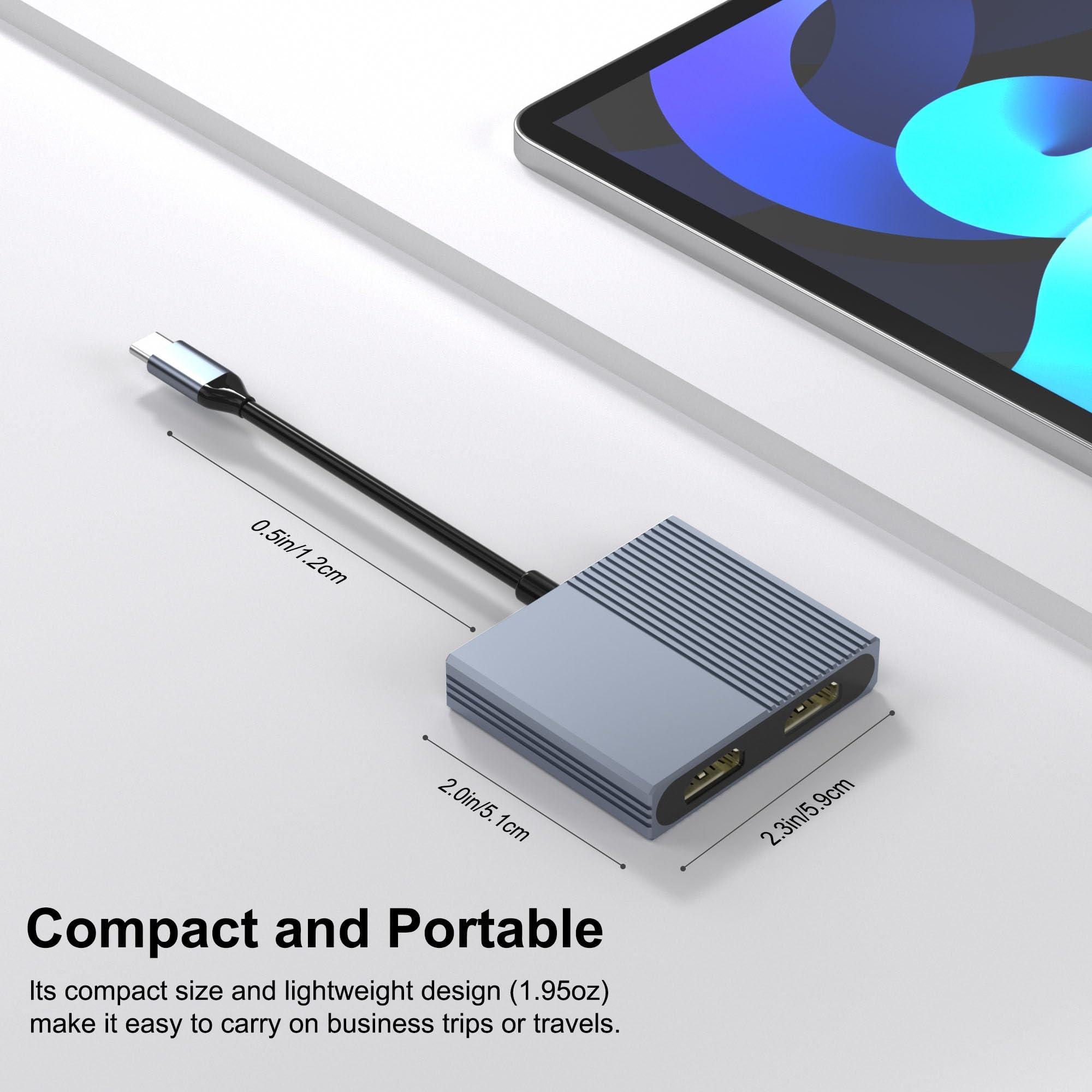 Movcle Docking Station Dual Monitor, USB C Docking Station, HDMI Splitter Extended Display, 4K Dual HDMI Adapter for 2 Monitors, Dual Monitor Adapter, USB Type-C Hub for Dell/HP/Lenovo/Mac Laptops