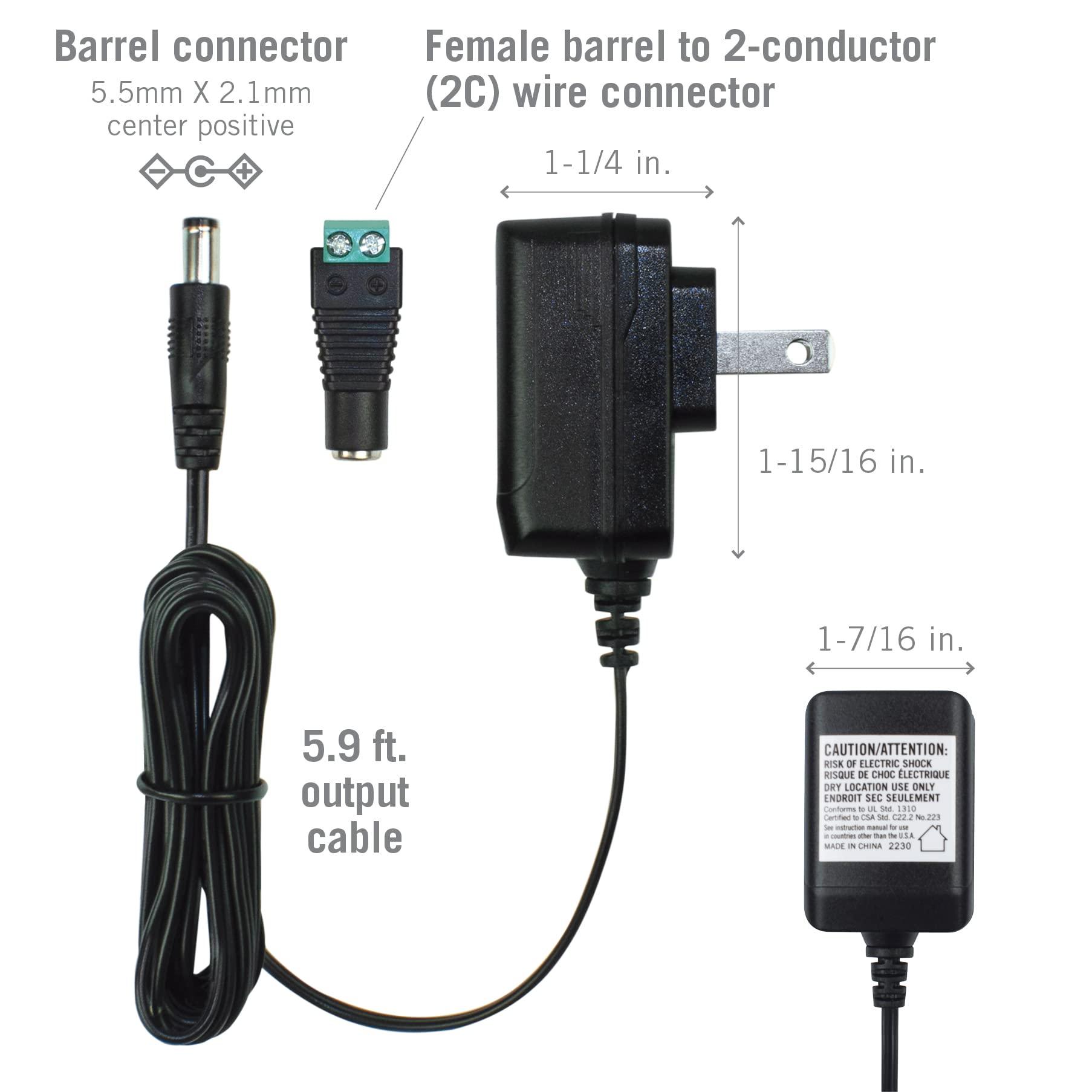 Armacost Lighting 12V 12W 1 Amp Power Supply Adapter Transformer AC 100V-120V with 5.5x2.1mm DC Output Jack