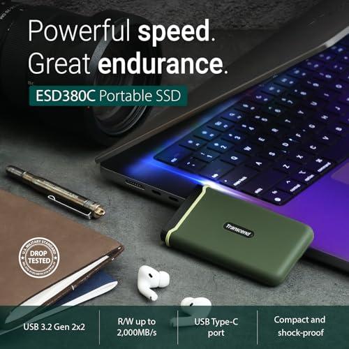 Transcend Transcend 1TB External SSD, Up to 2000MB/s, Portable Hard Drive for Steam Deck/iPhone/iPad/Mac/Windows/Android/Tablets/PS5/PS4/Xbox/Smart TV, USB 3.2 Gen 2 (20Gbps) USB-C & USB-A Cable Portable SSD