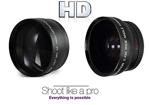 HD Ser 2-Pcs Hi Def Telephoto & Wide Angle Lens Kit for FujiFilm X-E3 (58mm Compatible)