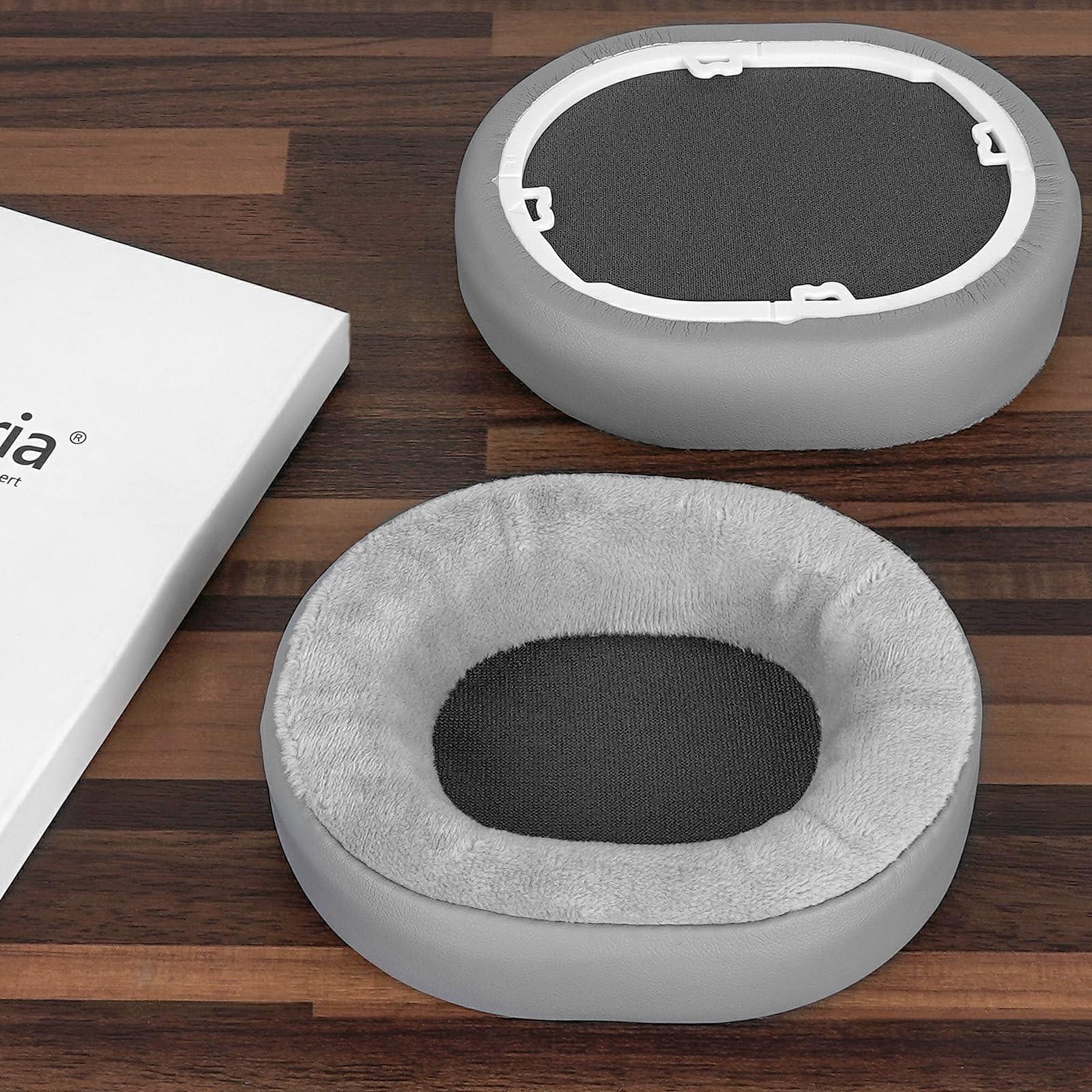 GEEKRIA Geekria Comfort Hybrid Velour Replacement Ear Pads for Corsair HS55, HS65 Headphones, Repair Parts (Grey)