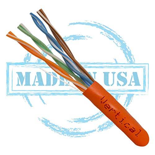 VC VERTICAL CABLE Vertical Cable CAT6, 550 MHz, UTP, 23AWG, 8C Solid Bare Copper, Plenum, 1000ft, Bulk Ethernet Cable - Made in USA, Orange